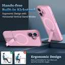 Magnetic for iPhone 17 Stand Case with Screen Protector, [Full Camera Protection] (Compatible with MagSafe) Military Grade Drop Protection, Translucent Matte Bumper Cover Case, Pink