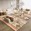 B BENRON Western Rugs for Living Room 8x10, Non Slip Extra Large Rug for Bedroom Dining Table Kitchen, Soft Throw Rugs with Rubber Backing Washable, Warm Beige