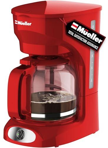 MÜELLERHOME 12-Cup Red Coffee Maker - Perfect for Home or Office, Borosilicate Carafe, Auto-Off, Reusable Filter, Anti-Drip, Keep-Warm Function, Clear Water Level Window, Red Kitchen Accessories, 2 Pack