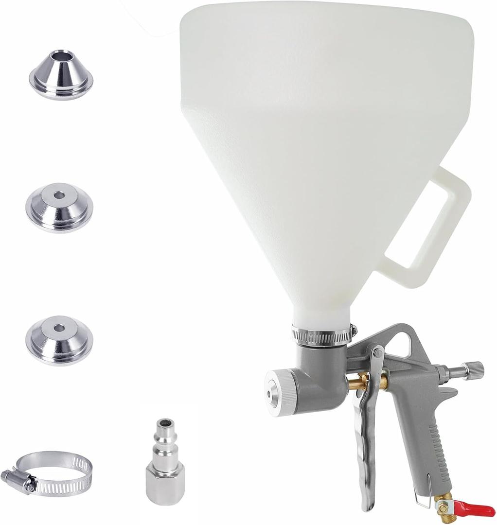 Drywall Wall Painting Sprayer,1.5 Gallon Paint Texture Tool Air Hopper Spray Gun with 3 Nozzle for Stucco Mud or Popcorn on Walls and Ceiling(Silver)