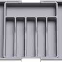 Lifewit Silverware Drawer Organizer, Expandable Utensil Tray for Kitchen, BPA Free Flatware and Cutlery Holder, Adjustable Plastic Storage for Spoons Forks Knives, Large, Grey