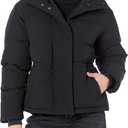 Amazon Essentials Women's Short Waisted Puffer Jacket (3X, Black)
