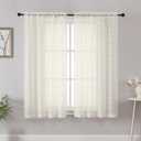 Chyhomenyc Ivory Sheer Curtains 54 Inch Length for Living Room 2 Panels Set, Light Filtering Tufted Textured Soft Airy Rod Pocket Leaf Window Treatment Drapes for Bedroom, 42" Wx54 L, 2PCS