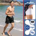 SurfTrak Swim Trunks Mens Bathing Suit 5 inch Inseam Compression Liner Beach Swim Shorts Lightweight Quick Dry Pockets Black (Black, XL)