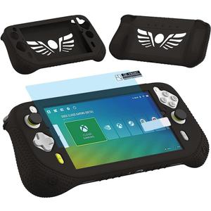 JCHPINE Silicone Cover Case for Logitech G Cloud Gaming Handheld, Protective Skin Sleeve for Logitech G Cloud Gaming Console Screen Film Protector Accessories (Black Case and Screen Film)