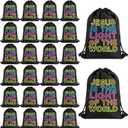 Kacctyen 25 Pack Vbs 2026 Christian Drawstring Backpack Jesus Is The Light 12 x 10 in Bag for Church Events Vacation Sunday