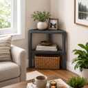 Honey-Can-Do Grey 2-Tier Corner Shelf
Waterproof resin corner shelving for bathroom, kitchen or office; tool-free assembly; holds 35 lbs; 18.1W x 10D x 17.7H in.