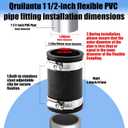3 Pcs 1 1/2" Flexible Pvc Pipe Coupling with Stainless Steel Clamp, Flexible Fitting for Connecting Cast Iron, Plastic and Copper Pipes, for Sewer and Drain Connections(Black)
