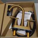 4 inch Brushed Gold Bathroom Sink Faucet with Pop-up Drain and 2 Supply Hoses, Stainless Steel Lead-Free 2-Handle Centerset Faucet for Bathroom Sink Vanity RV