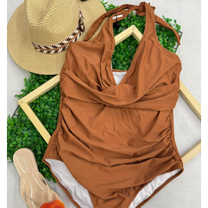  Women One Piece Swimwear V Neck Swimsuits for Big Busted Tummy Control Bathing Suits, Medium