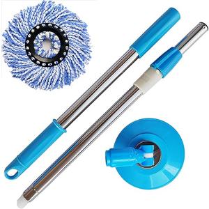 Spin Mop Replacement Handle, 47.6Inch 360 Degrees Rotating Telescopic Stick with Robust Reinforced Plastic Disc for Bucket Cleaning System (Blue)