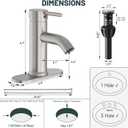 Brushed Nickel Bathroom Faucet, Greenspring One Hole Single Handle Bathroom Sink Faucets Modern Commercial Lavatory Vanity Sink Faucets with Cover Plate Pop Up Drain with Supply Line, Brass