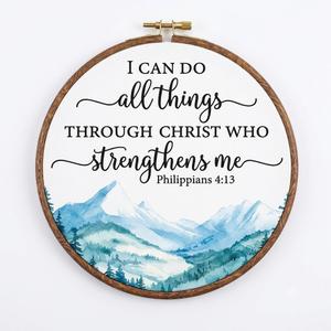 Christian Round Wall Art Decor, Retro Framed Art, Vintage Bible Verse Preppy Canvas Framed Wall Art, Round Hanging Decor for Bedroom Home Living Room, Motivational Gift for Friends, 10x10" -A14