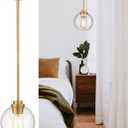 Pendant Lights Kitchen Island, Modern Gold Pendant Light with Clear Glass Globe Shade, Farmhouse Hanging Light Fixtures for Dining Room Entryway, AD-22280-1P-GD-C