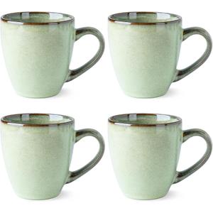 GBHOME Ceramic Coffee Mugs Set of 4, 12oz Stoneware Coffee Mugs Set For Dad Mom Women MEN, Light Weight Ceramic Coffee Cups for Latte/Tea/Beer/Hot Cocoa, Dishwasher & Microwave Safe, Pastel Green