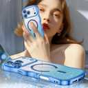 4 x BENTOBEN for iPhone 17 Pro Max Case Clear, [Compatible with MagSafe][Full Camera Protection][Cute Wave Frame][DIY Glitter Cardstock] Electroplated Wavy Shockproof 17ProMax Phone Case 6.9", Sky Blue