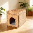 Hidden Cat Litter Box Enclosure Furniture, Dog Proof Indoor Cat House