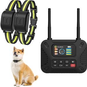 Wireless Dog Fence System with LCD Remote - Adjustable Training Collar & Portable Containment for 10-120lb Dogs, No Wire Needed, 1-Mile Boundary, Waterproof (Black)