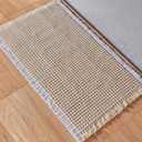 Bathroom Rug Absorbent Waffle Bath Mat Non Slip Machine Washable Toilet Carpet Soft Thin Bath Runner for Bathroom Floor, Tub and Shower, Beige, 24" x 36"