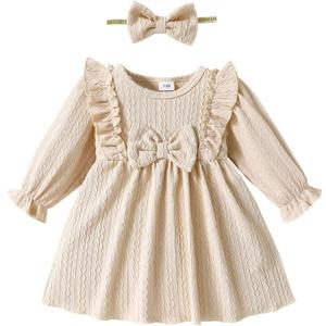 Mioglrie Baby Girl Dress Toddler Girls' Dresses  Girls Clothes Fall Winter Outfits, 6-12 Months 