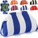 Mahjong Tile Bag Woven Clutch Purses for Women Woven Striped Dumpling Bag Summer Beach Evening Handbag for Mahjong Tile Vacation Supplies(Blue White,Thick Lines)