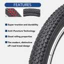 Hycline Mountain Bike Tire: 20/24/26/27.5-inch Folding Replacement High-Performance Wear-Resistant Bicycle Tires for MTB Off-Road Bike