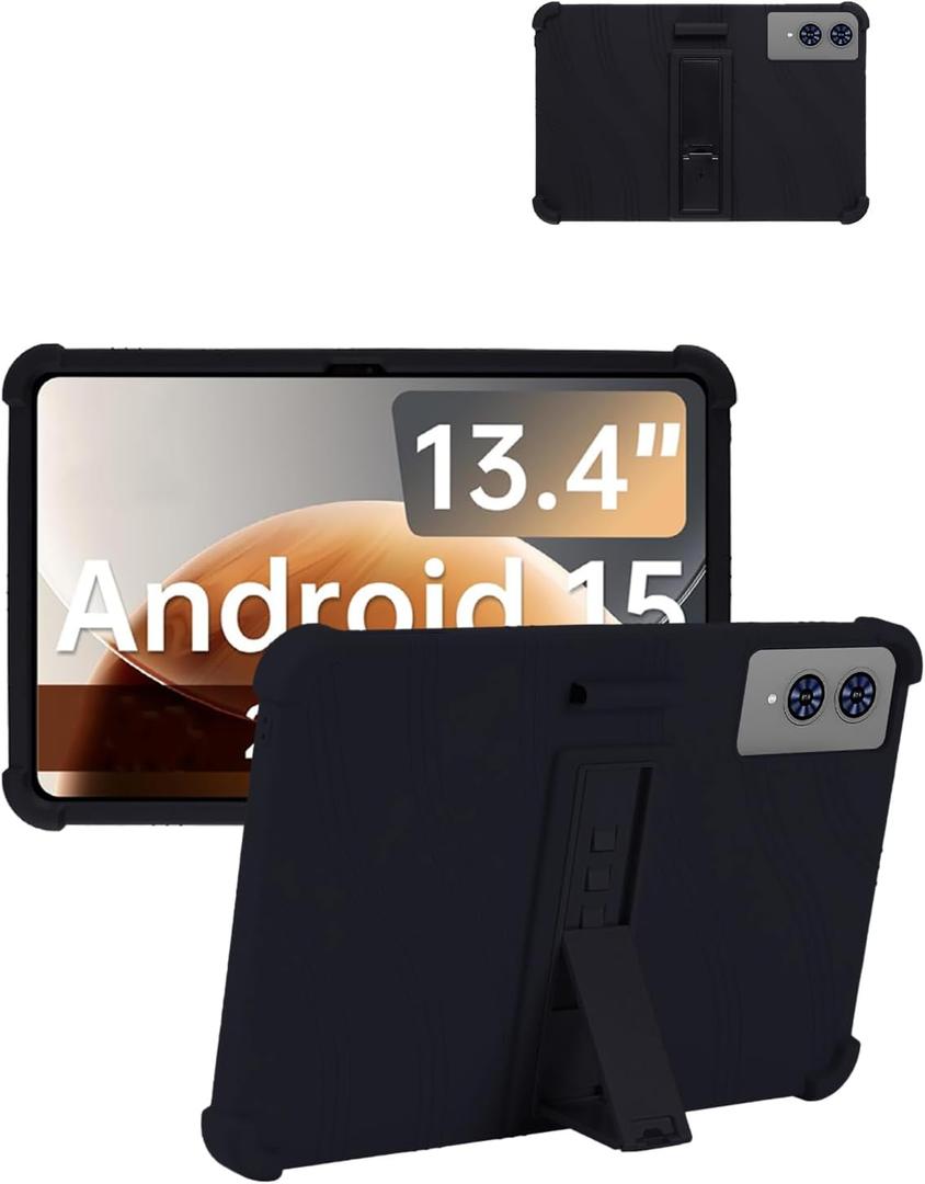 for TECLAST T65 13.4 inch Tablet Protective case, Shockproof Lightweight Silicone Protective Cover with Stand, Child-Friendly Protection, Easy to Clean Design,Black