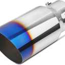 1.5"-2.5" Inlet Adjustable Exhaust Tip, 4" Outlet 9" Overall Length, Blue Burnt Stainless Steel Tail Pipe, Bolt-On (fit for 1.5"/ 1.75"/ 2.0"/ 2.25"/ 2.5" OD Tailpipe)