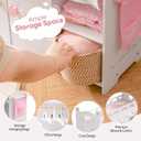 Wooden Baby Doll Crib, Doll Bed with Storage & Bedding, Doll Furniture | Wooden doll crib with bedding, storage space, hanging bag and hooks, perfect doll furniture for 18-21 inch dolls., 22 x 10.8 x 21.3 inches