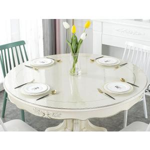 Deep Dream 1.5mm Thick 54 Inches Clear Round Table Protector, Round Table Cover, Tablecloth Protector, Table Protector for Dining Room Table & Office (Round Clear 1.5mm)
