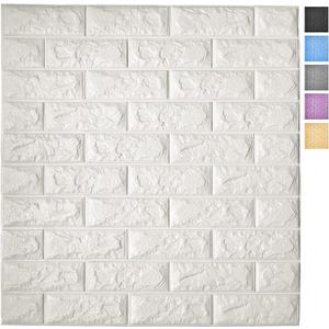 Art3d 11-Pack Peel and Stick 3D Wall Panels for Interior Wall Decor, White Brick Wallpaper, Covers 64 Sq.Ft