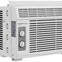 Amazon Basics 5000-BTU Small Window Air Conditioner, Up to 150 Sqf, Window AC Units with Cool and Fan Functions, Washable Filter, Adjustable Window Kit, Intuitive Mechanical Controls, White
