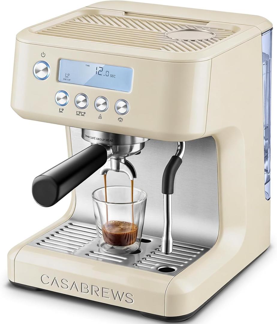 CASABREWS Ultra Espresso Machine, Barista Espresso Coffee Maker for Home | LCD Display, Custom Brew Temp, Latte & Cappuccino Machine, 20-Bar Italian Pump, Powerful Steam Wand, 73oz Removable Tank