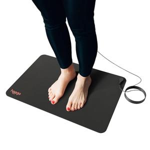 hooga Grounding Mat for Feet, Desk & Floor | Sleep, Stress Relief & Muscle Relaxation | 24"x16" Conductive Carbon Pad | 15 Ft Cord | Non-Slip Rubber Backing | Indoor Grounding Mat (Black)