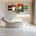 Spa Wall Art Zen Pictures Wall Decor Relaxing Art Canvas Print Massage Stones and Bamboo Poster Painting Framed Spa Salon Bathroom Decoration 5 Pieces Ready to Hang(60''Wx32''H)