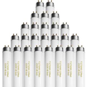 25 Pack T8 Fluorescent Bulbs 4 Foot, F32T8/865 Fluorescent Light Bulb 48 Inch 32 Watt 6500K Daylight 2500 Lumens G13 Base