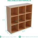 OSCHF 9-Cube Storage Shelf Bookcase - Wooden 3-Tier Floor Standing Open Bookshelf for Home and Office, Display Cabinet, Oak