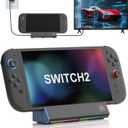 iPLYGAM Switch 2 TV Dock for Nintendo Switch 2, Portable Switch 2 Docking Station Replacement 4K High Definition HDMI/Type C/3.0 USB Port LED Light for Official Nintendo Switch 2