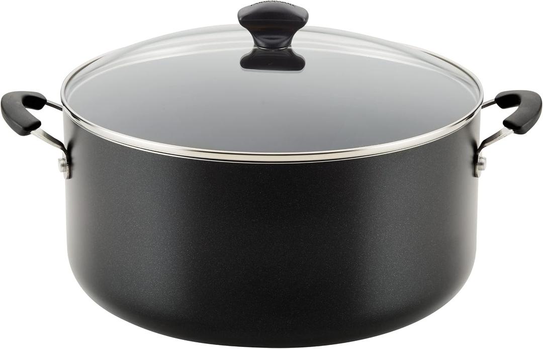 Farberware Cookware Nonstick Stockpot with Lid, 10.5 Quart-Black