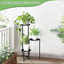MOKANI Metal Plant Stand Indoor Outdoor for Multiple Plants, 3 Tiered Folding Corner Shelf Tall Flower Pot Holder Display Rack for Patio Living Room Balcony Garden, Black