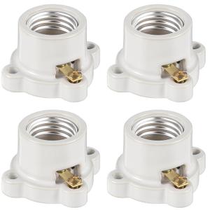 4 Pcs Porcelain Lamp Holder Socket E26/E27 Medium Keyless Threaded Socket with Two Hole Flanged Mounting 660W 250V Medium Base Lampholder Cleat Sockets for Indoor Garage Closet Lighting