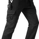Mens Cargo Pants Tactical Work Construction for Men Ripstop Waterproof Outdoor Hiking with Pockets (Black, M)