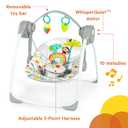 Bright Starts Portable Electric Baby Swing, Newborn to 9 Months
Lightweight & Foldable Swing with 6 Speeds, 10 Soothing Melodies, 2 Hanging Toys, 2-Position Recline, Max Weight 20 lbs