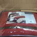 Madison Park Palmer Comforter Set-Luxury Faux Suede Design, Striped Accent, All Season Down Alternative Bedding, Matching Shams, Decorative Pillow, Bed Skirt, King (104 in x 92 in), Red 7 Piece