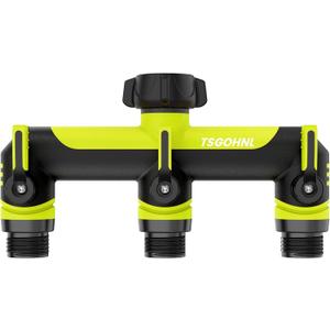 3/4-Inch Garden Hose Splitter, Outdoor Faucet Adapter, Patio Hydrant Manifold - Designed for Multiple Irrigation System Sprinkler Timers, 3-Way Hose Bib Valve-green