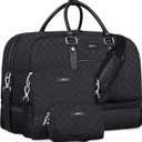 Weekender Bag for Women, Large Overnight Bag Canvas Travel Duffel Bag Carry On Tote with Shoe Compartment 21" 3Pcs Set