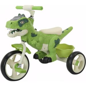 Dinosaur Kids Tricycle for Rider- Toddlers Kid Trike Bike Big Wheel with Music, Storage Basket,Indoor/Outdoor Preschool Daycare Kids Bike,Best Gift for 2-7 Year Old Girls & Boys (Green)