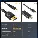 Maxonar VESA Certified USB C to DisplayPort 1.4, 8K 60Hz Thunderbolt 4/3 /USB4 to DP Cable 6.6FT/2M(4K 60Hz 144Hz 120Hz 2K 240Hz) 32.4Gbps HBR3 Alt Mode Adapter for Mac Studio, M2 M1 MacBook - Black