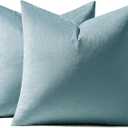 MIULEE Pack of 2, Velvet Soft Solid Decorative Square Throw Pillow Covers Set Cushion Case for Spring Sofa Bedroom Car 20x20 Inch 50x50 Cm (Light Blue)