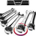 Brake Line Wrench Set: Metric 10-17mm - Ratcheting Open-end for Nuts on Fuel, Brake or Air Conditioning Lines